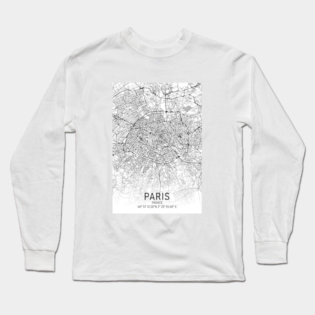 Paris City Map Long Sleeve T-Shirt by MapCarton